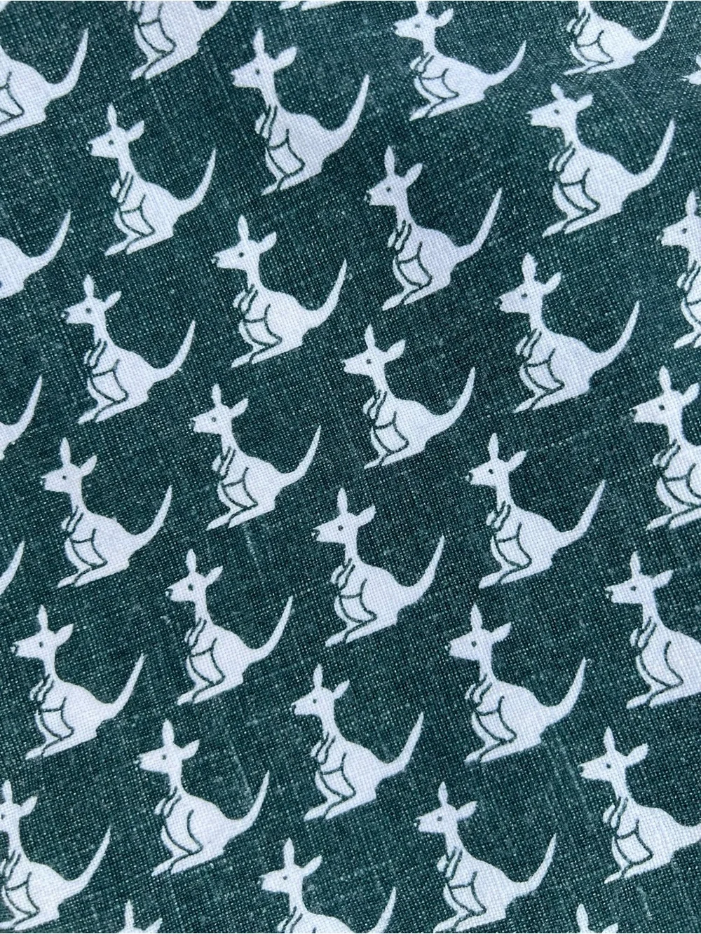 Vintage Rodriguez Australia Kangaroo Linen Tea Towel Green Boho MCM Kitchen
